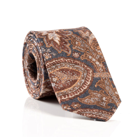 MONTI Baumwollkrawatte blue paisley – Paisley-Krawatte in Blau