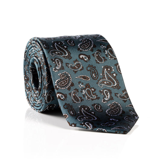 MONTI Seidenkrawatte petrol paisley – Paisley-Dessin in Petrol