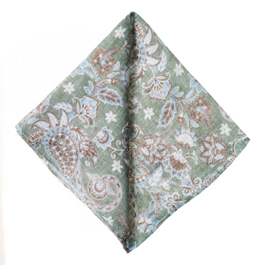 Ziertuch 30 x 30cm green paisley