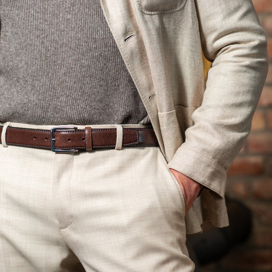 Monti-Barcelona-Guertel-Herren-Leder-klassisch-stitching-Business-Anzug-braun-6000-pic6